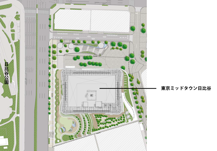 「東京ミッドタウン日比谷」の緑地配置図